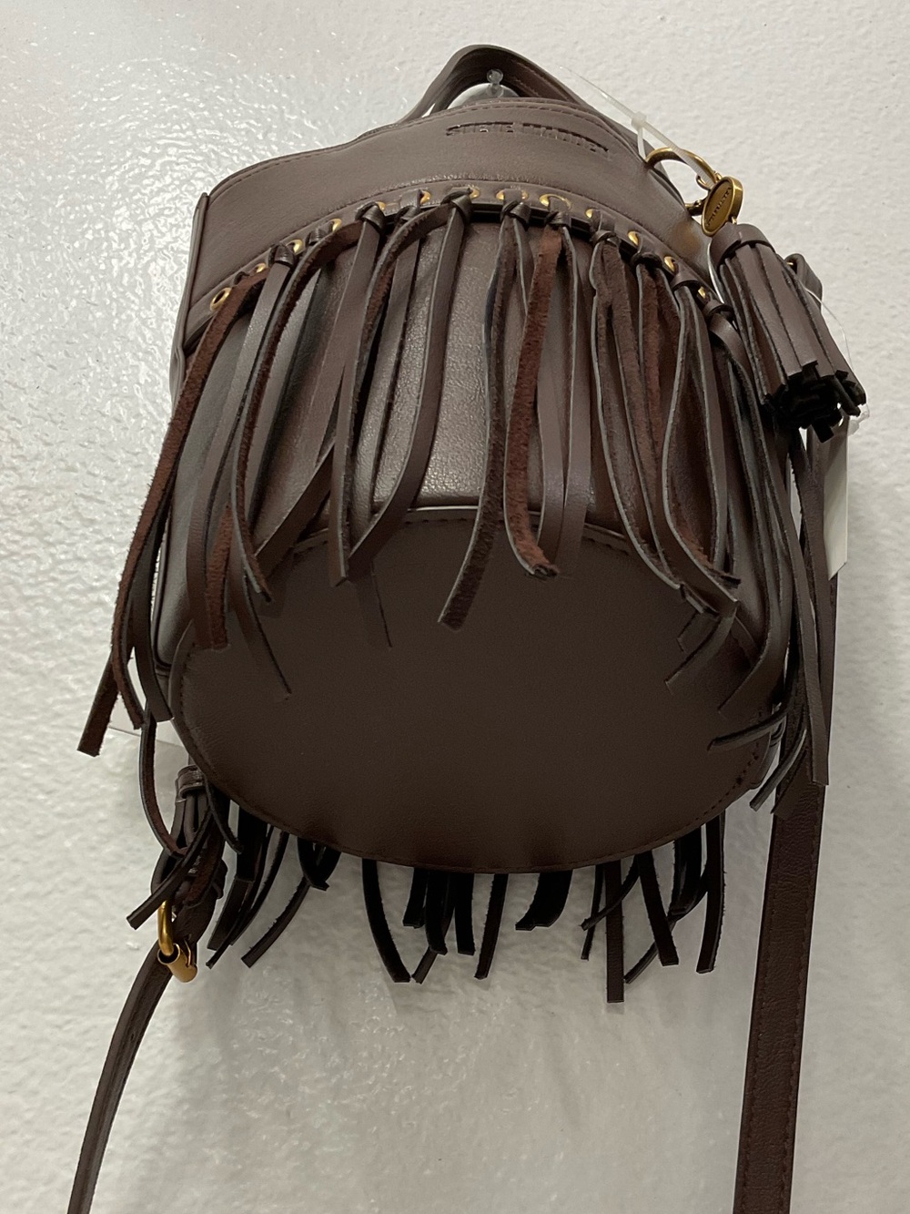 NWT Steve Madden Brown Fringe Bucket Shoulder Bag with Tassel - Picture 6 of 12